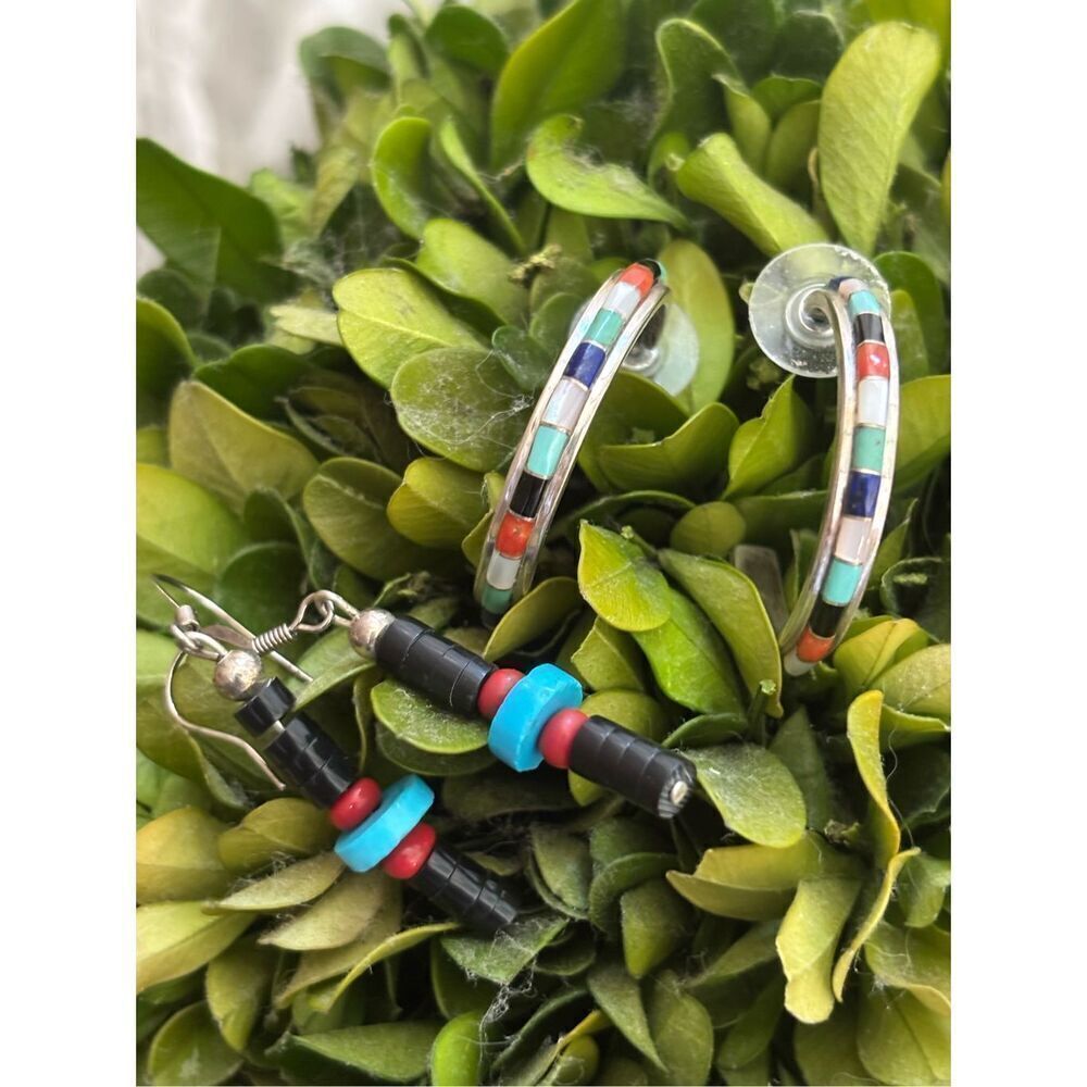Vintg Thomas Singer navajo turquoise silver 5 pc necklace ring bracelet earrings - Picture 11 of 14